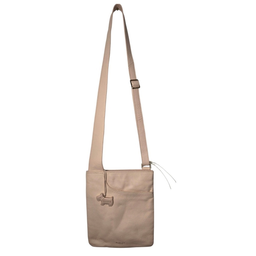 Radley London Pocket Leather Crossbody Bag Pebbled Blush Pink Scottie Dog Charm